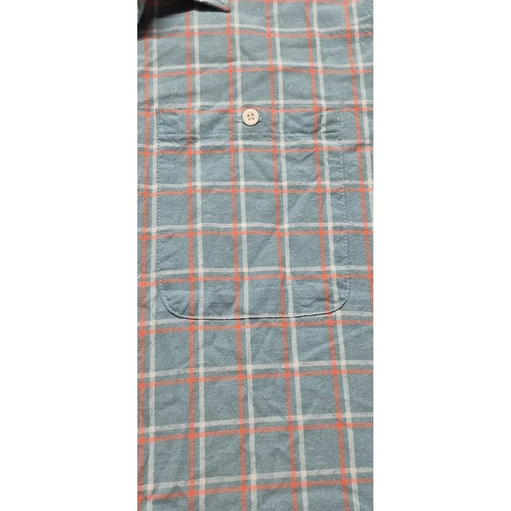 The North‎ Face men's blue/orange plaid short sleeve button down shirt sz. XL